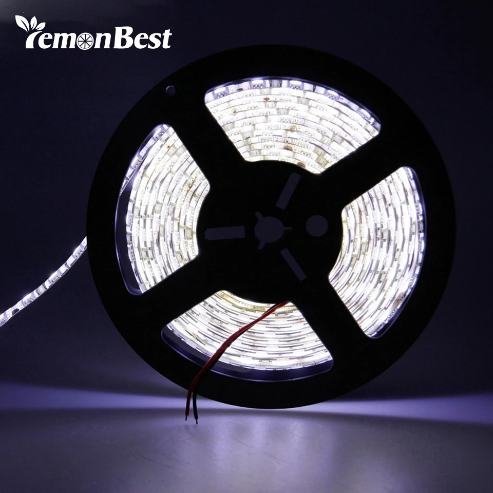 LemonBest 5M 5050 LED Strip Cool White Waterproof 300LED IP65 SMD LED Strip 12V DCin LED Strips