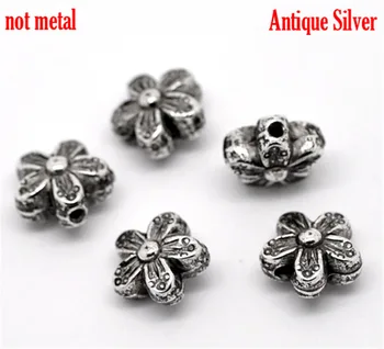 Cena Doreen Box Hot- 100 Szt. Kolor Srebrny Kwiatowe I Kwiatowe Koraliki Dystansowe 10x10mm(B02542)