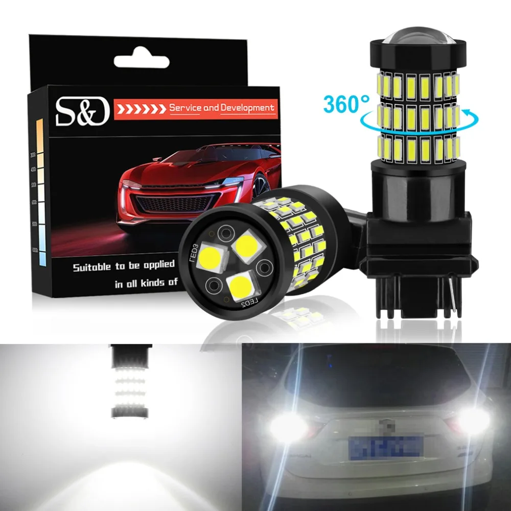 2pcs T25 LED 3156 P27/7W Bulbs 57SMD 4014 Chips Car Reverse Tail Turn Signal Light Auto Lamp 12V White Red Amber | Автомобили и