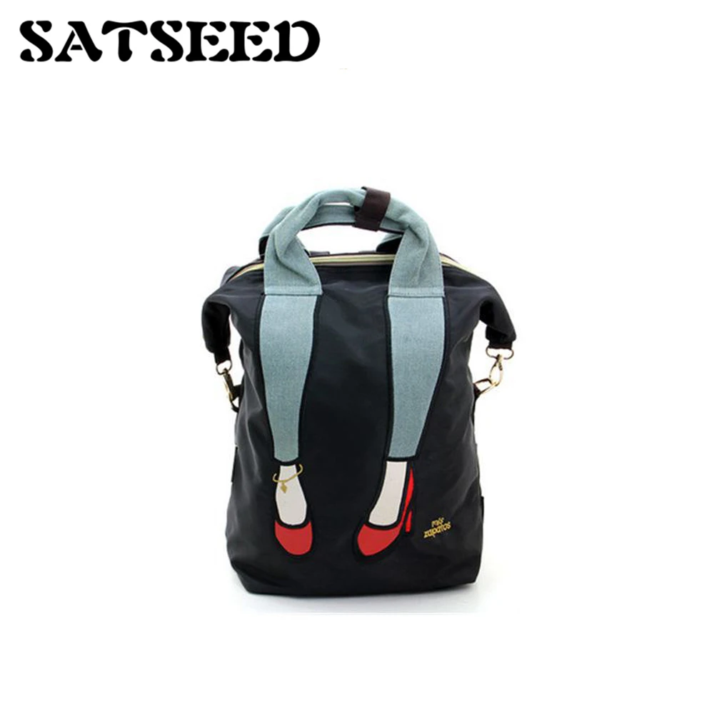 

High Heels Embroidery Jeans Worn Portable Multi-purpose Backpack Women's Bag