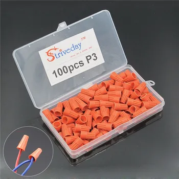 

100pcs/box New P3 Electrical Wire Twist Nut Connector Terminals Cap Spring Insert Orange