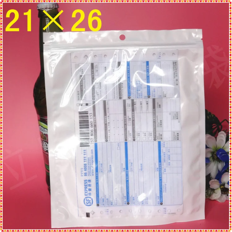 

21*26cm White / Clear Self Seal Zipper Plastic Packaging Pack OPP Poly Bag, Ziplock Zip Lock Bag Package W/ Hang Hole For Party