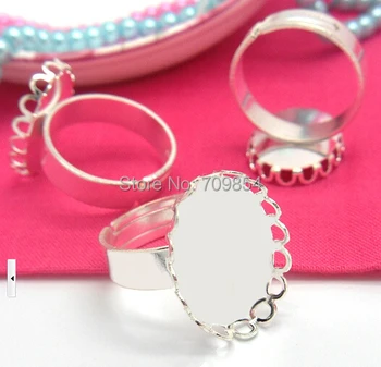

100pcs/lot silver 13*18mm pad lace ring base setting jewelry findings