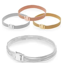 4 стиля, браслеты из стерлингового серебра 925 пробы, шармы, рефлексионы, сетчатый Браслет из цепочек, браслеты для женщин, свадебные, подходят, Diy бусины, Шарм