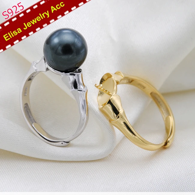 

Classic S925 Sterling Silver Pearl Rings Jewelry Findings Women DIY Pearl Rings Accessory Silver&Gold Color 3Pcs