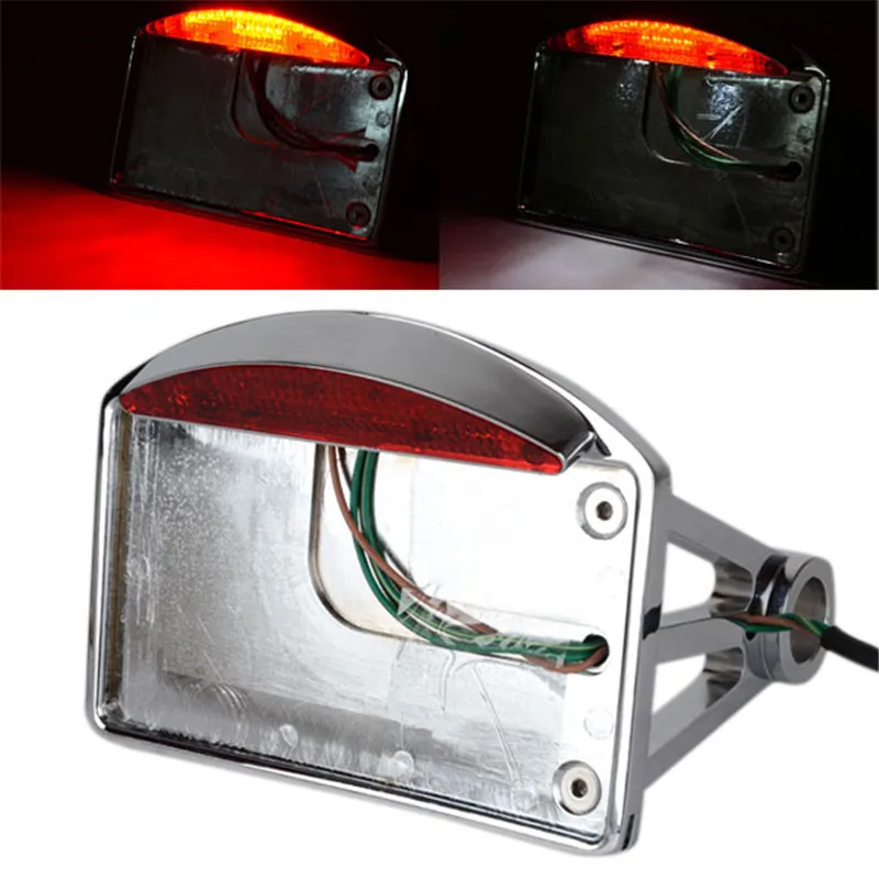 

Chrome Plate Motorcycle Side Mount Tail Light License Plate Bracket Zinc Alloy License Plate Holder For Harley Davidson Chopper