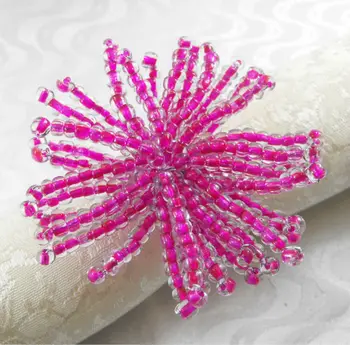 

glass beaded wedding napkin ring ,flower decoraiton napkin holder,