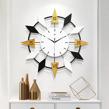 

Large Modern Wall Clock Living Room European Decor Mechanism Digital Clock Silent Wall Watch Clock Wooden Decorative Nordic WH60