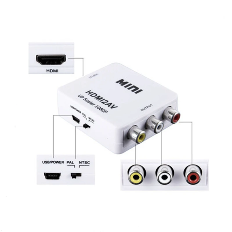 HDMI К AV Scaler адаптер HDMI2AV HD видео конвертер коробка HDMI к RCA AV/CVSB L/R видео 1080P Поддержка NTSC PAL