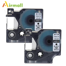 Airmall 2 упак./Лос маркировки Клейкие ленты DYMO 45013 s0720530 Совместимость DYMO D1 этикетки писателя 12 мм черный на белом для принтер Dymo Этикетки