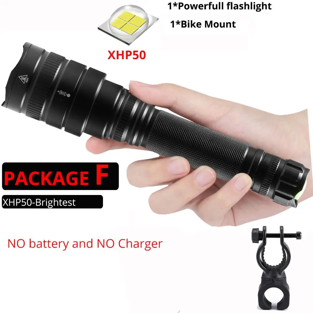 50000Lms LED Flashlight xhp70.2 Ultra Bright Waterproof linterna led Torch xhp70 xhp50 18650 Best Camping, Bicycle light,Outdoor - Цвет: Package F-XHP50