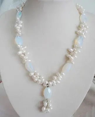 

FREE SHIPPINGbeautiful opal white pearl Necklace