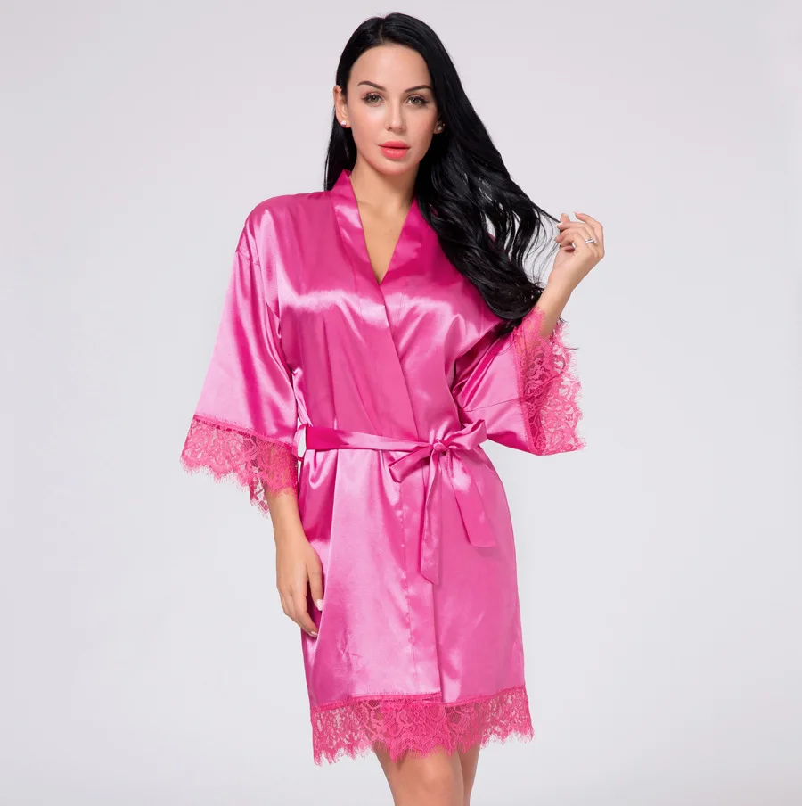 Aliexpress.com : Buy Promotion Hot Pink Women Silk Kimono Bath Robe ...