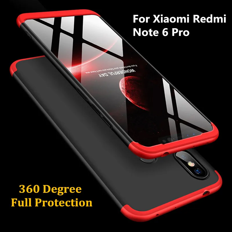 CCDZ роскошный 3 в 1 360 градусов Полная защита матовый чехол для ПК Xiaomi Redmi Note 6 Pro