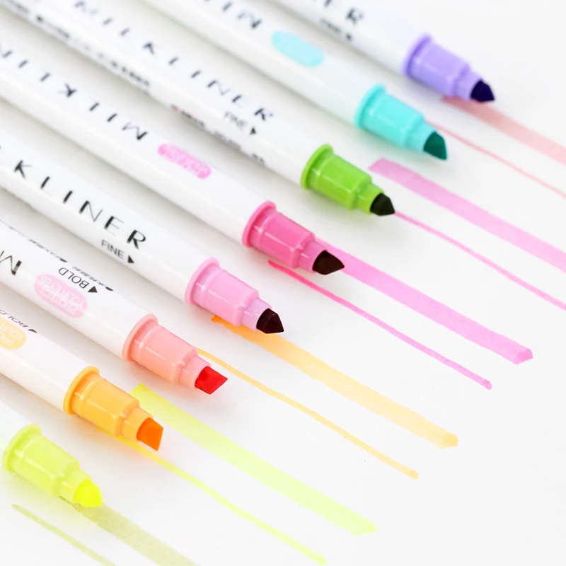 JIANWU-12pcs-set-cute-Double-head-fluorescent-pen-milkliner-highlighters-Color-marker-pen-School-supplies-kawaii (1)