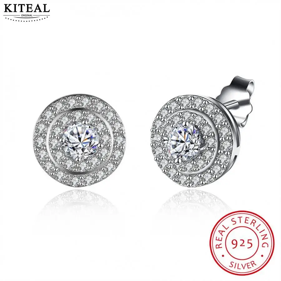 

Newest 100% Pure 925 Sterling Silver earrings for women round zircon women earrings brinco 100% Hand Madeball