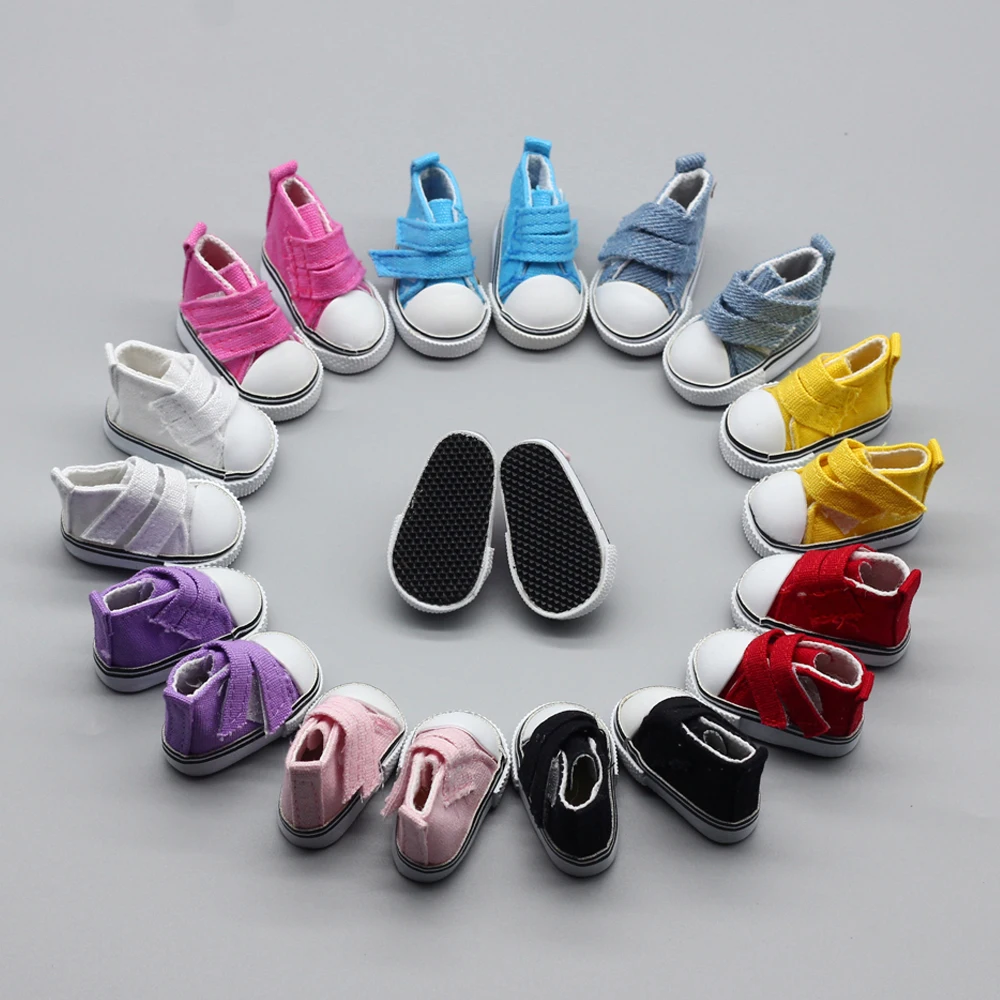 7Pair/lot 5cm Canvas Shoes For BJD Doll Fashion Mini Toy Shoes 1/6 Bjd Shoes et029