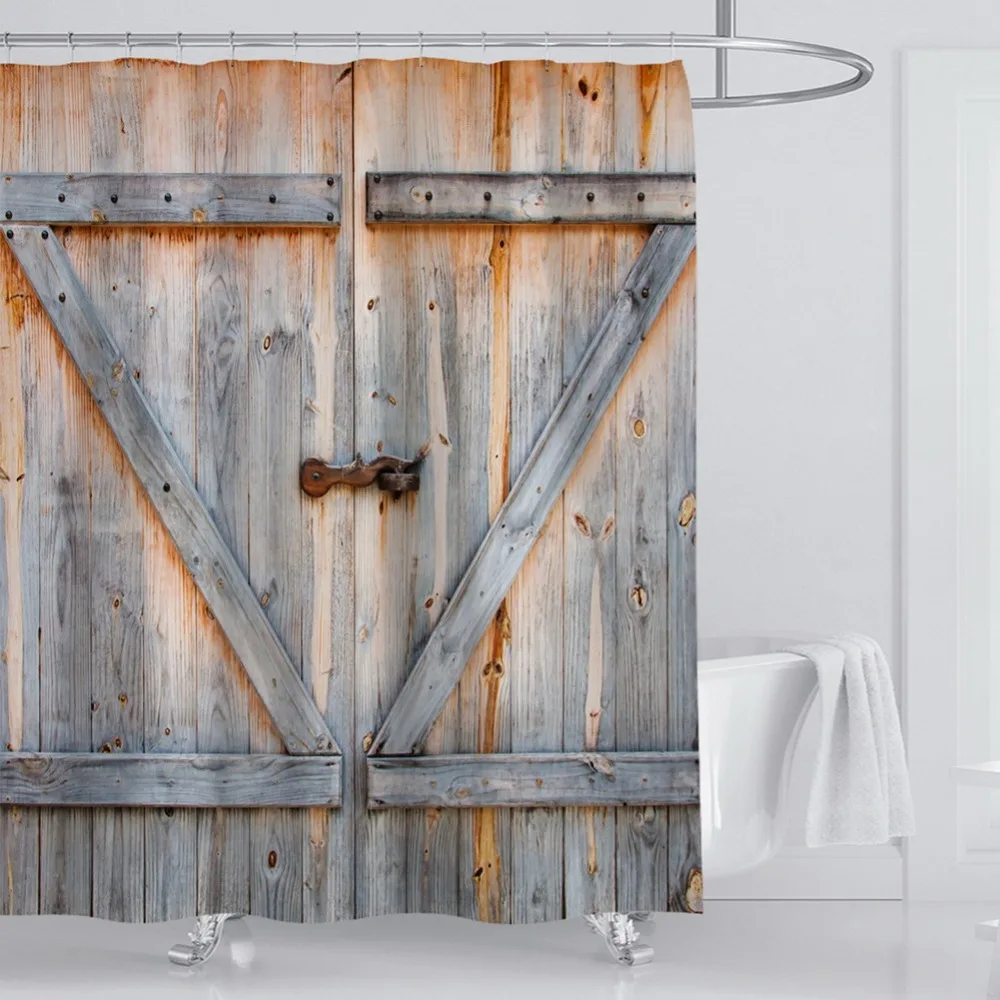 Винтажная занавеска для ванной комнаты с деревянными дверями Cortina WC 3d занавеска для душа