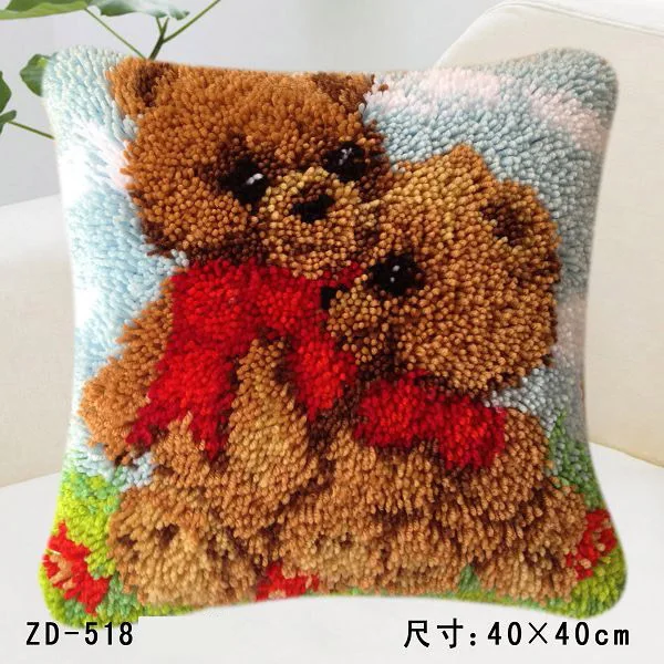 

ZD518 Pillow Cushion Latch Hook Kit Embroidery DIY Craft Cross Stitch Needlework Embroidery Counted Cross-Stitching Kit Set