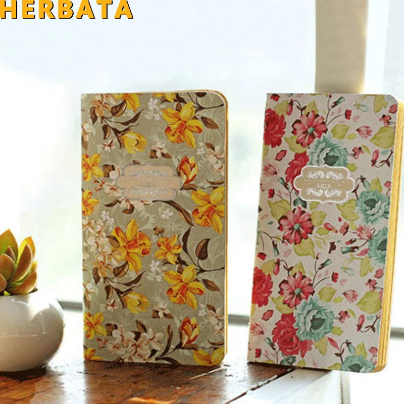 

HERBATA Vintage Flowers notebook Hardcover diary book journal agenda caderno stationery Office School supplies papelaria