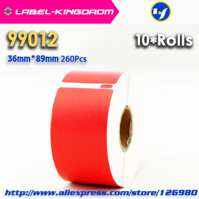 10 Rolls Red Color Dymo 99012 Generic Label 36mm*89mm 260Pcs ...