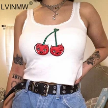 LVINMW сексуальный Монстр вышивка кружева кроп Топы Лето Женщины o-образным вырезом без рукавов Тощий Танк Топы женские уличная футболка Топы