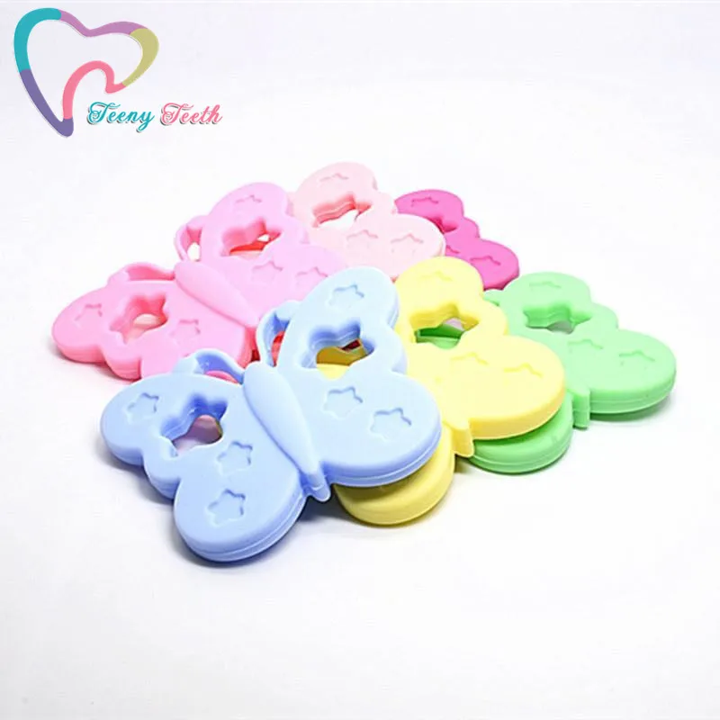 

1 PC Candy Colors Butterfly Baby Teether Silicone Infant Shower Gift Safe Teething Butterfly Baby Toys BPA Free Animal Pendant