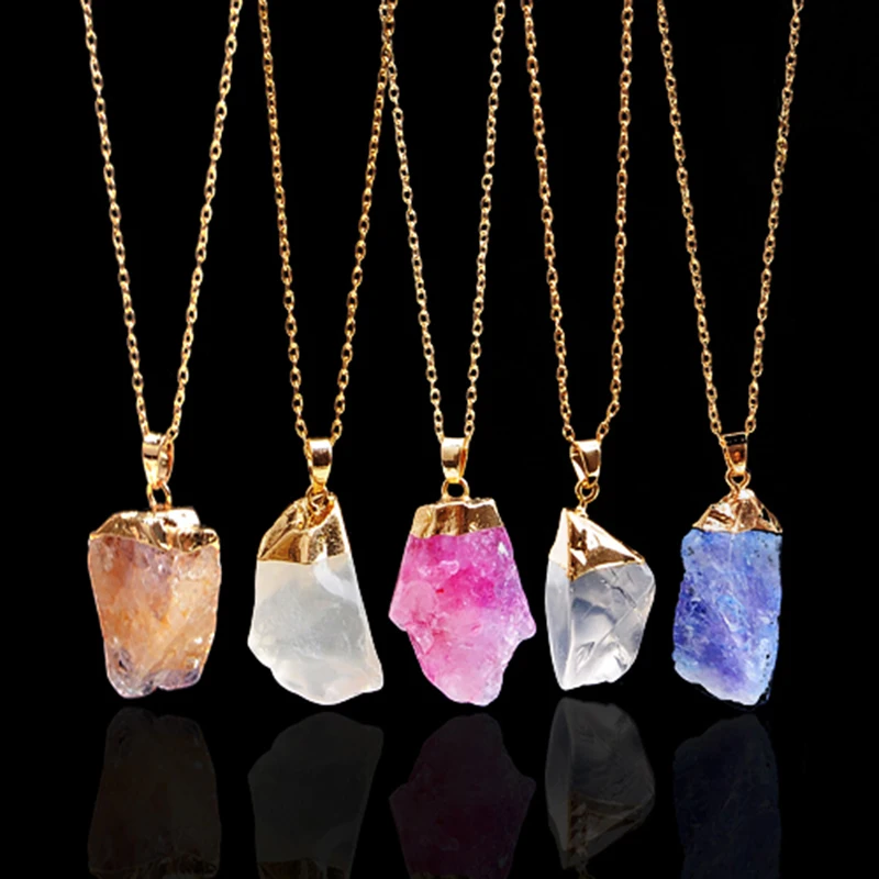Женское Ожерелье с кулоном Druzy Blue нестандартной формы из натурального камня
