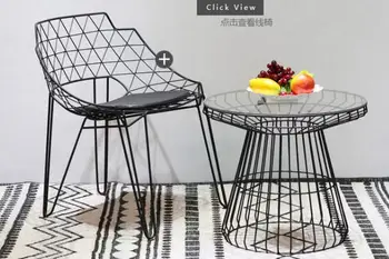 

Nordic creative hollow barbed wire chair iron art modern simple personality dining chair leisure dining room golden chair.