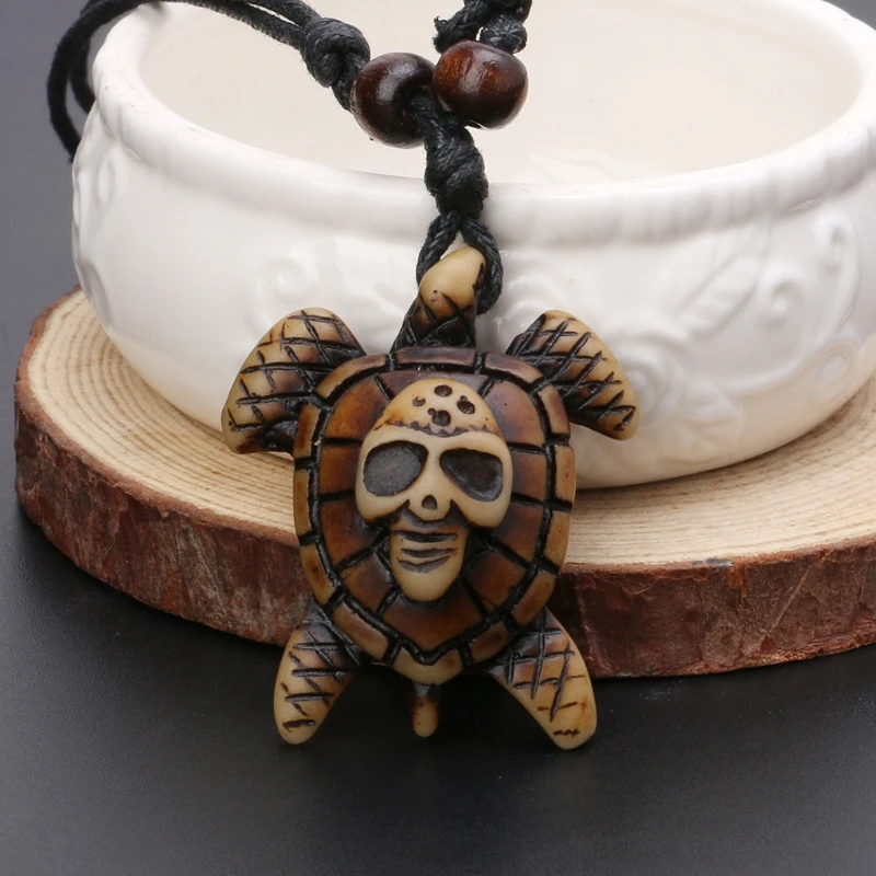 7 قطع فو العرقي القبلي ياك العظام محظوظا تصفح الخشب البحر السلحفاة المعلقات قلادة