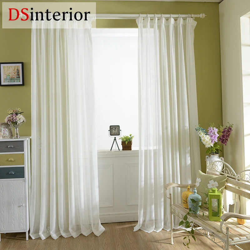 

DSinterior Finished solid pure white voile panel sheer for window
