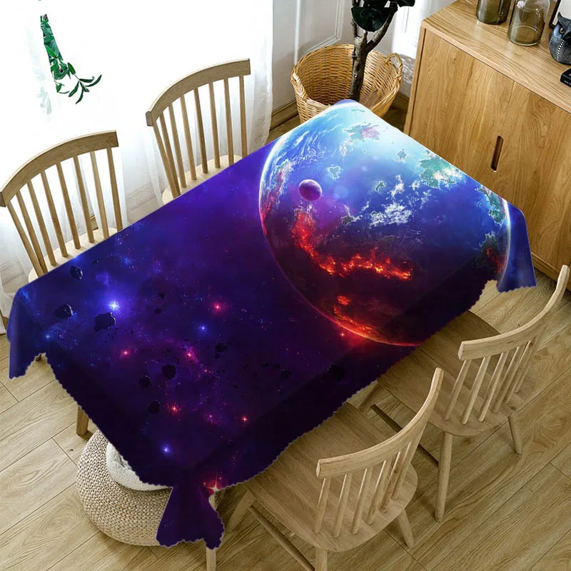 3d планета галактика скатерть Вселенная космический тематический стол покрытие полиэстер Домашний чай кофе скатерть для кухонного стола маслонепроницаемый коврик
