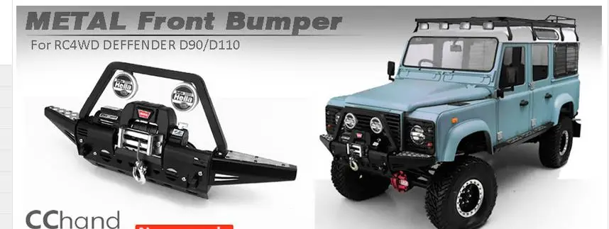 

CChand Rear/Front Chassis Bumper with Winch or Led Lights for RC 1/10 RC4WD Land Defender D110 D90 DG2 Gelande II Rover toy