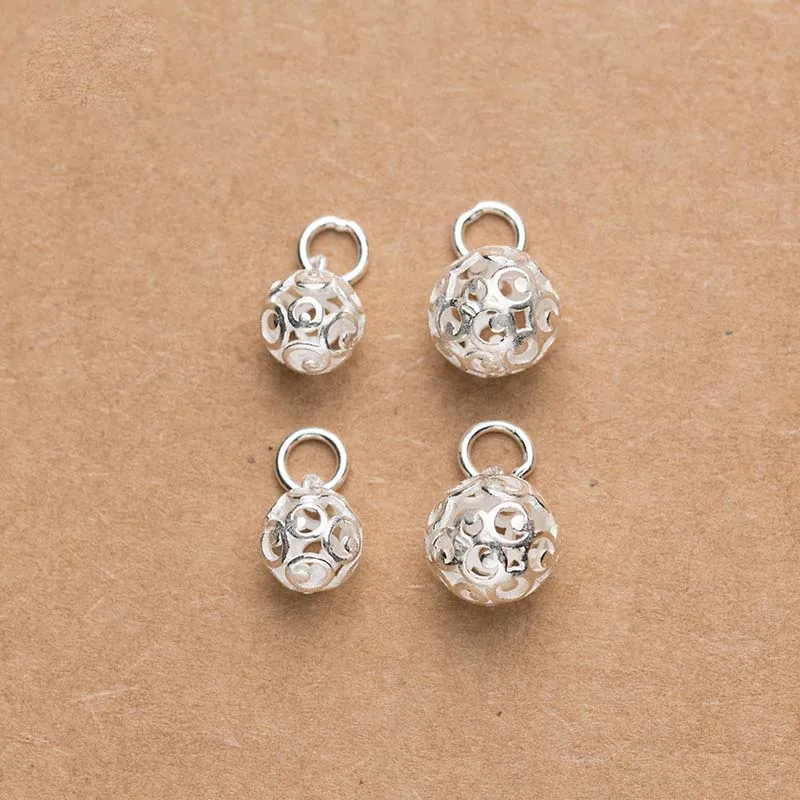 

Women Men Lucky Ball Charms 925 Sterling Silver Auspicious Cloud Hollow Out Dangle Pendants For DIY Jewelry Make Accessories