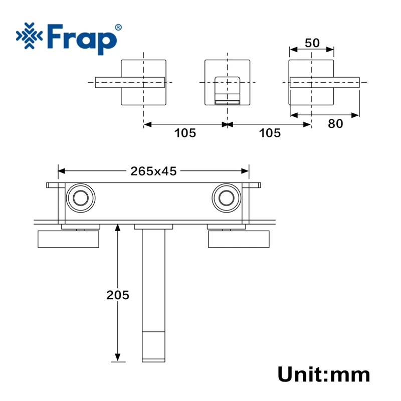 Frap настенный Скрытый кран для раковины хромированный латунный кран для горячей и холодной воды для ванной комнаты раковина кран с двумя ручками Набор из 3 предметов Y10165