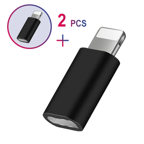 ACCEZZ 5 шт. OTG USB адаптер для iPhone освещение микро USB шнур конвертер для Apple X XR Plus Быстрая Зарядка синхронизация данных адаптер - Цвет: 2PCS Black