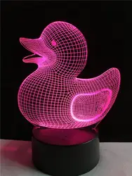 Новинка Утка животных 3D Светодиодная лампа с эффектом иллюзии цвет стол ночник для детей Подарки прикроватные украшения творческий дом