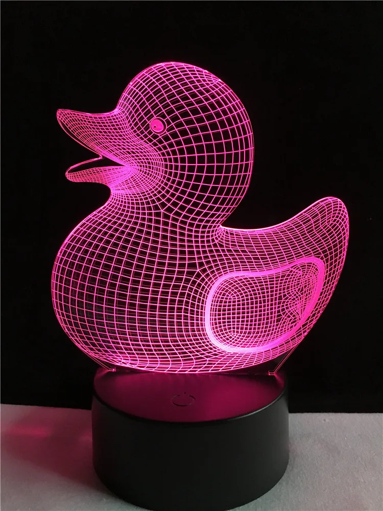 Новинка утка животное 3D Светодиодная иллюзионная лампа цветной Настольный