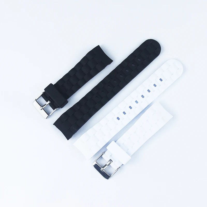Аксессуары для часов 20 мм Силиконовые часы с изогнутым интерфейсом пряжкой для мужчин и женщин Детский Повседневный модный спортивный ремешок