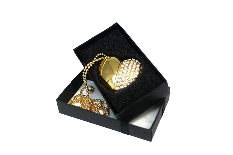 POWERONE Metal diamond crystal heart with gift box USB flash drive pendrive 8GB 16gb 32GB 64GB Memory stick thumb drive Gifts