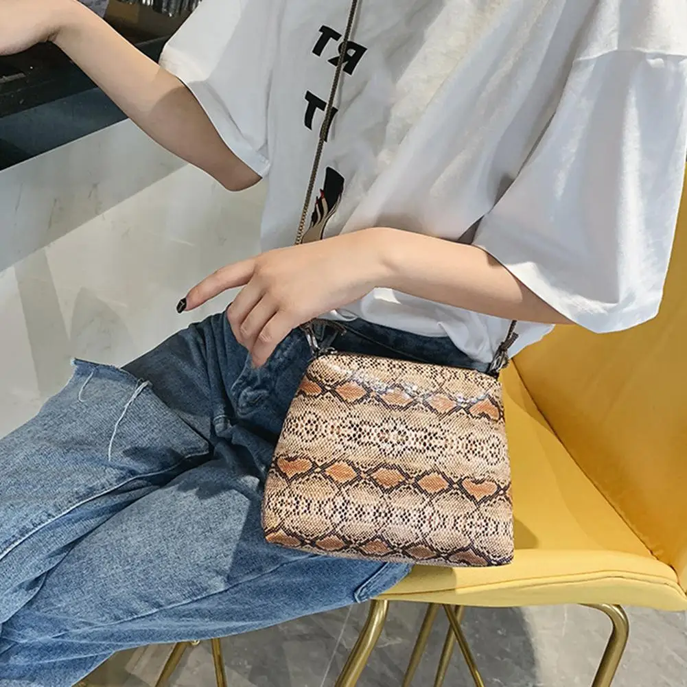 

Fashion Snakeskin Print Zipper Square Women Leather Crossbody Shoulder Bag