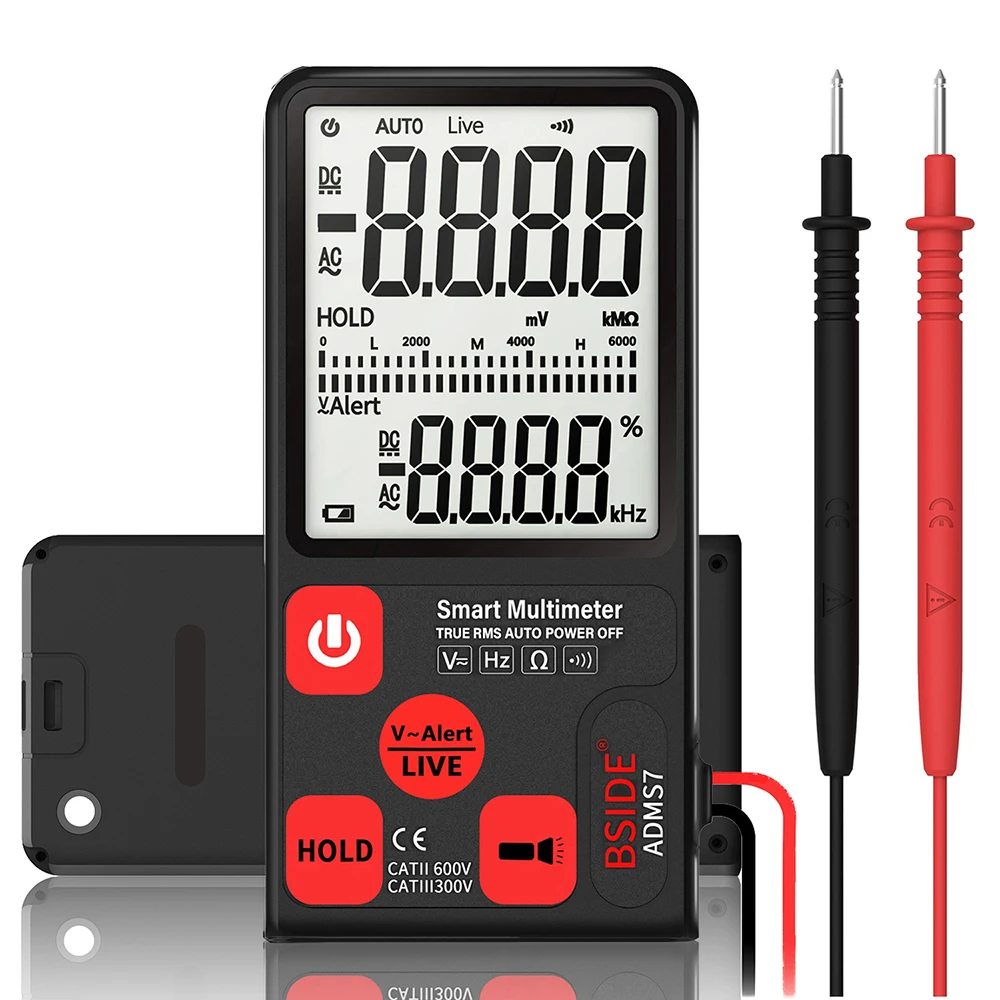 BSIDE Профессиональный ADMS7 Smart True RMS цифровой мультиметр измерительный измеритель напряжения тестер сопротивления с ЖК-дисплеем