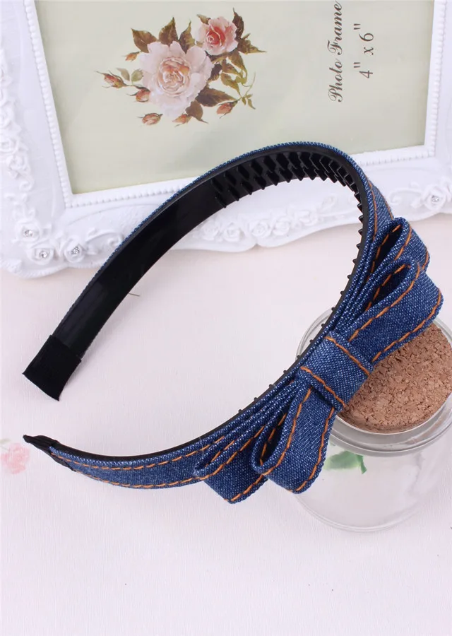 

New arrival Children Lovely denim bow hairbands baby girl's headwear cute young women hair accessories child hairpins