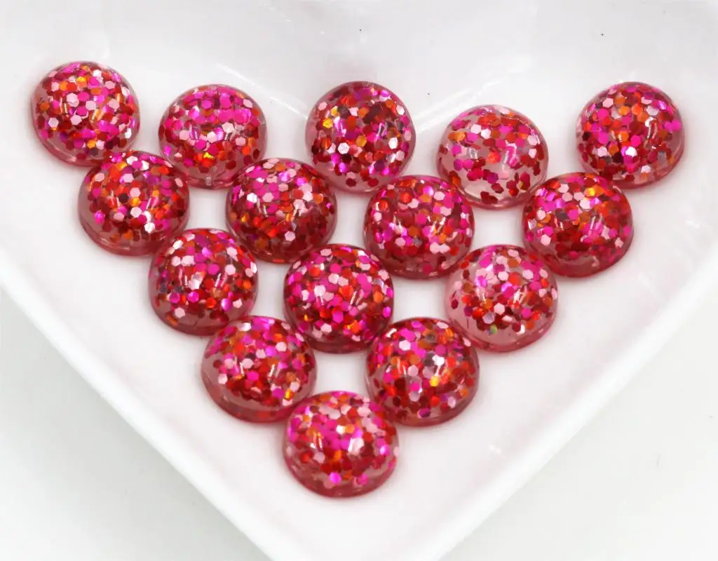 

40pcs 12mm New Fashion Rose red and Pink and Orange Mix color Flat Back Resin Cabochons Cameo G3-35