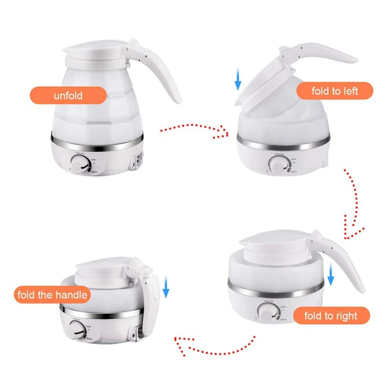 Foldable Electric Kettle Durable Silicone Compact Size 850W Travel Camping Water Boiler Electric Appliances Us Plug