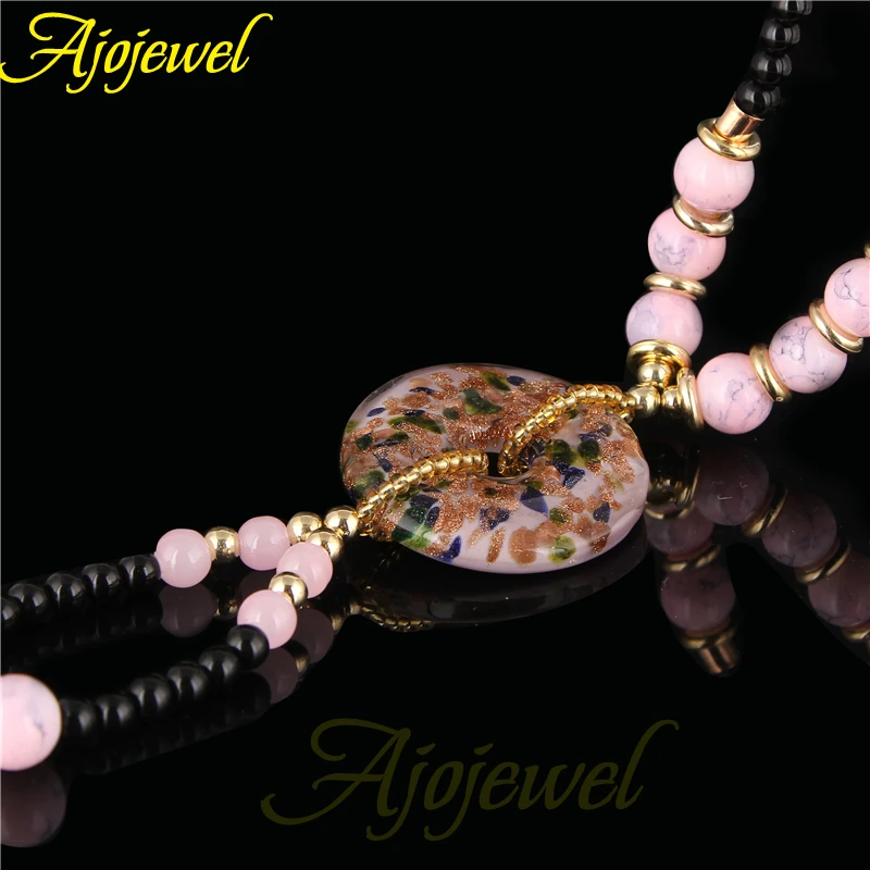 

New Fashion Black And Pink Beads Pendant Necklace For Women