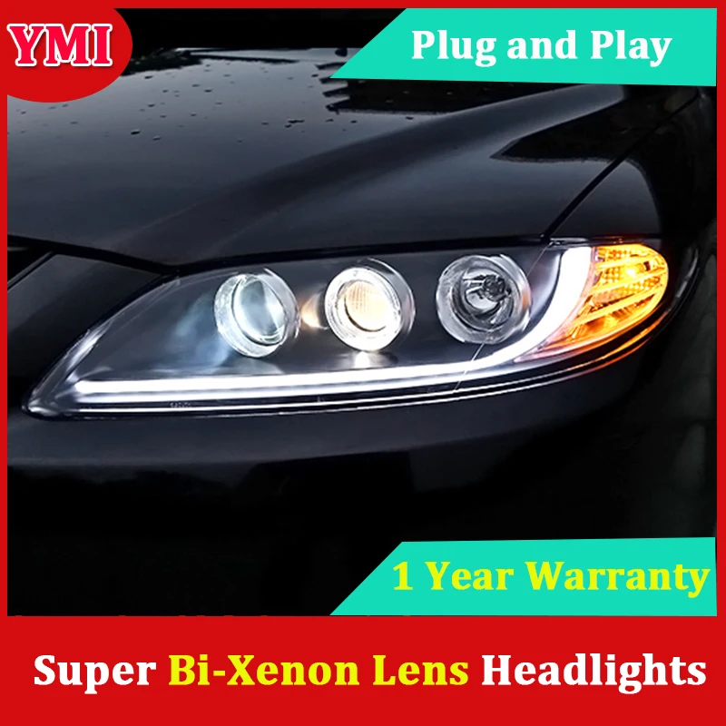 YMI Автомобильные фары для Mazda 6 от 2003 2015 1 угол глаз 2 Q5 Bi Xenon HID D2H объектив ближнего