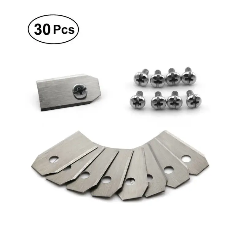 

30PCS Titanium Alloy Lawn Mower Cutters For Husqvarna Automower Gardena Silver 35*18*0.75mm