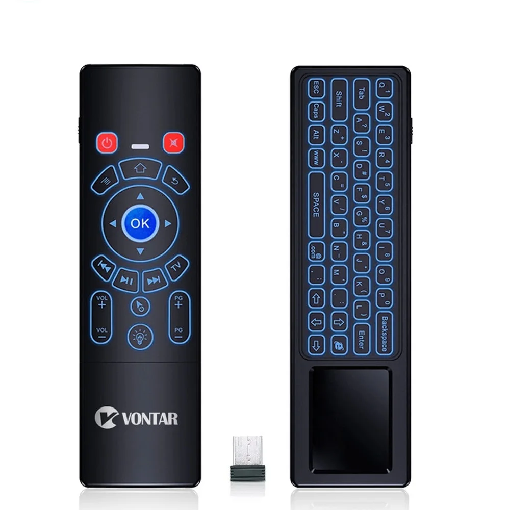 VONTAR T6 Plus с подсветкой, русская английская беспроводная мышь 2,4 ГГц, клавиатура и тачпад, пульт дистанционного управления для Android tv Box, мини-ПК