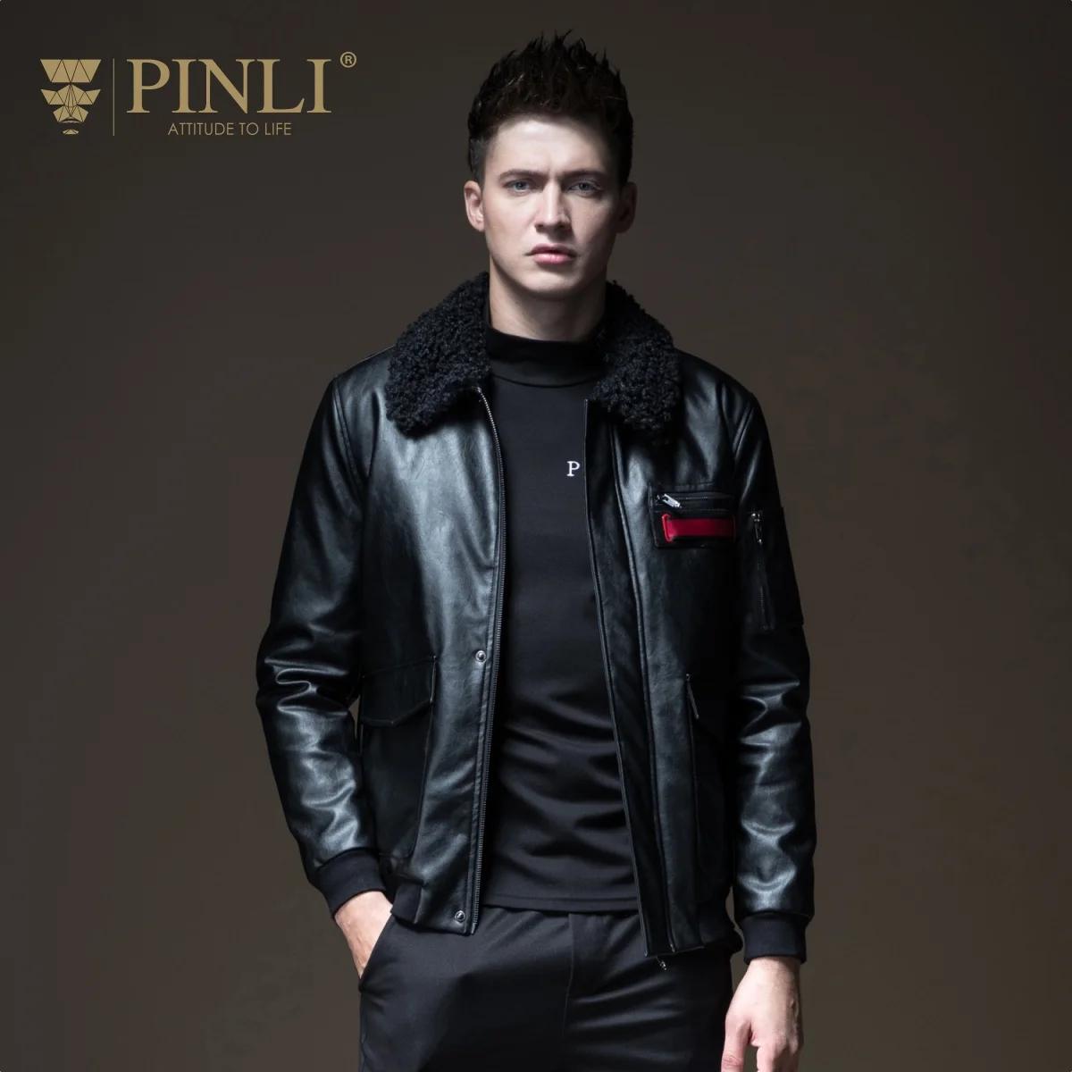 Chaquetas Hombre мужская одежда Pinli, новая осенняя мужская одежда из овечьей шерсти с хлопковой подкладкой, пальто из искусственной кожи с отворотами B184105603